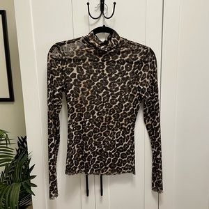 NWOT Sheer Mesh Leopard Print Turtleneck by AFRM S